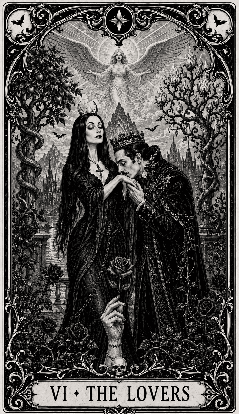 Morticia's Shadow Gothic Tarot Deck - Lovers Card
