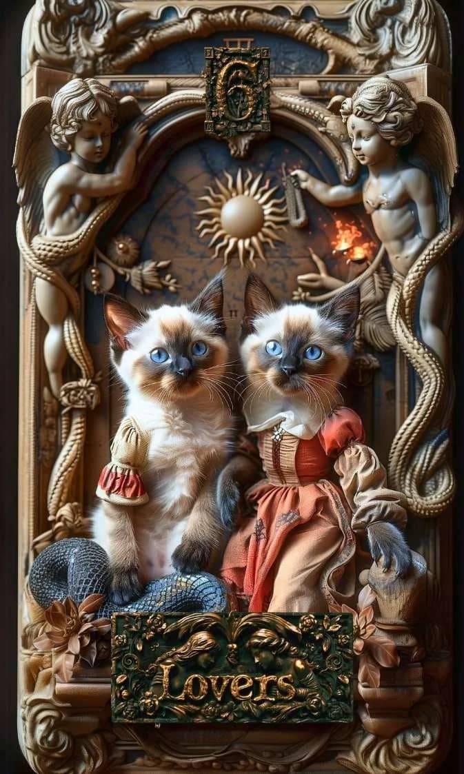 Cats of the Crown Tarot Deck - Lovers Card