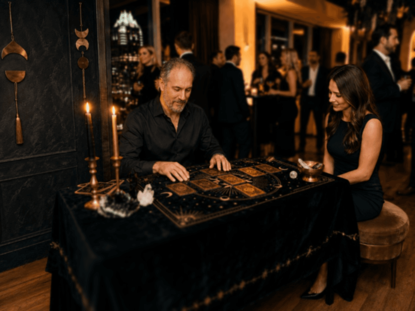 Austin tarot reader performing at a private party in Austin, Texas